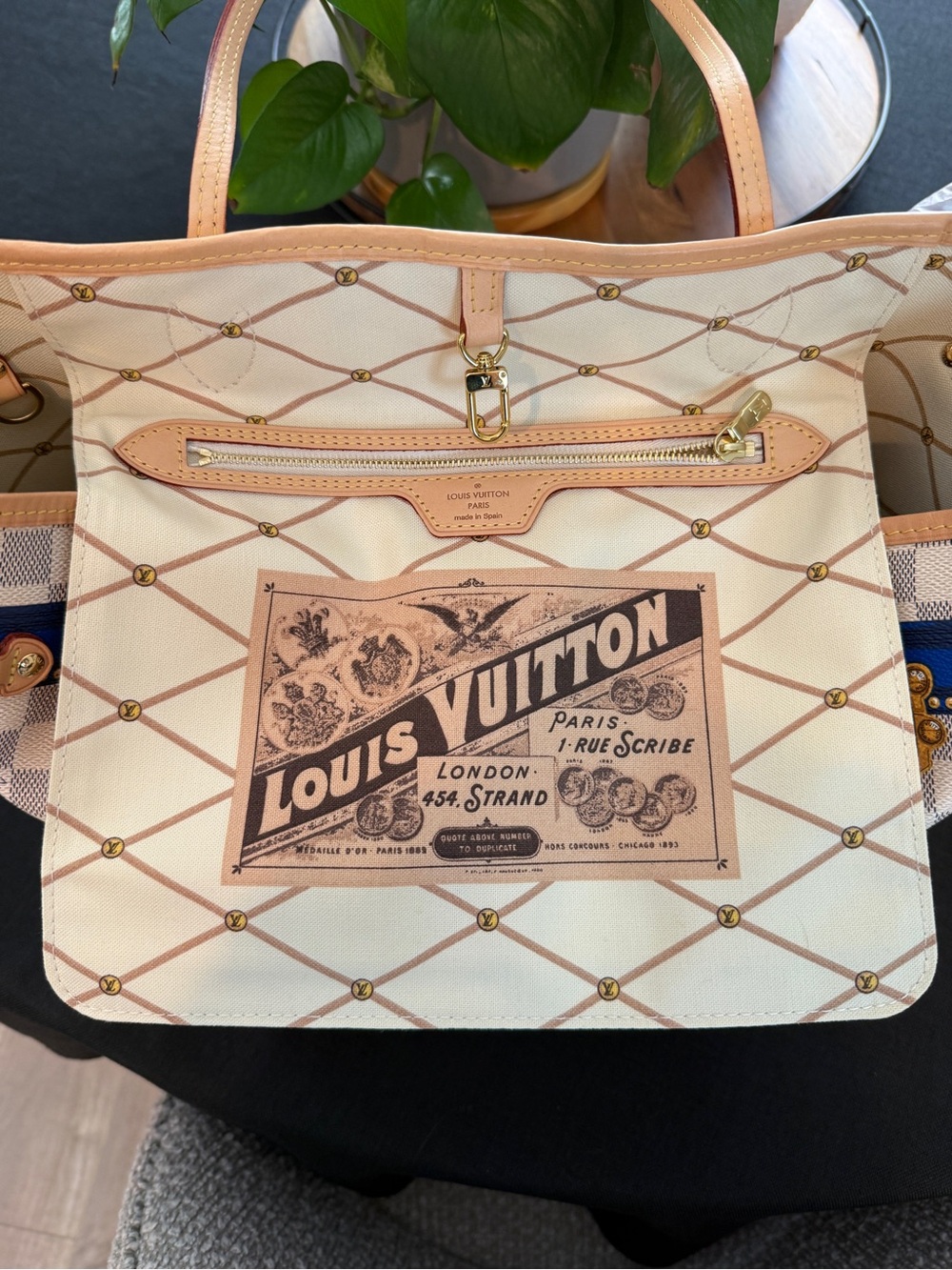 🍒 Louis Vuitton NEVERFULL MM PORTO CERVO Summer Trunks Damier Azur Bag Tote NEW🍒 - Picture 10 of 12